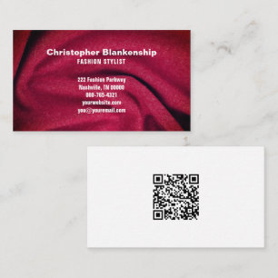 Carte De Visite Fashion Designer Burgundy Fabric QR Code personnal