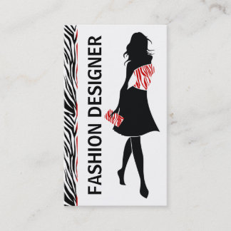 Carte De Visite Fashion designer fille noir rouge blanc imprimé zè