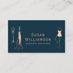 Carte De Visite Fashion Designer Rose Gold Navy