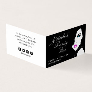 Carte De Visite Fashion Girl Black Rose Beauty Bar