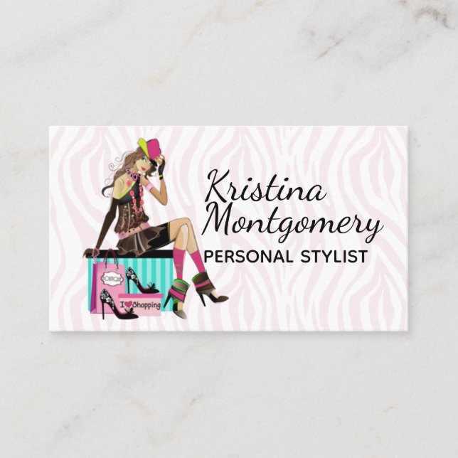 Carte De Visite Fashion Stylist Shopper Gal Business Card (Devant)