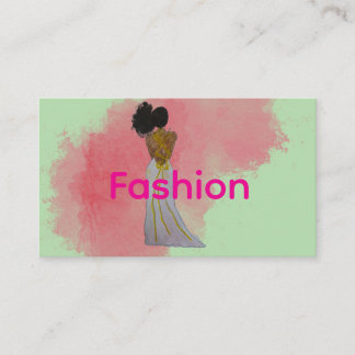 Carte De Visite Fashionista noire avec afro puff latéral