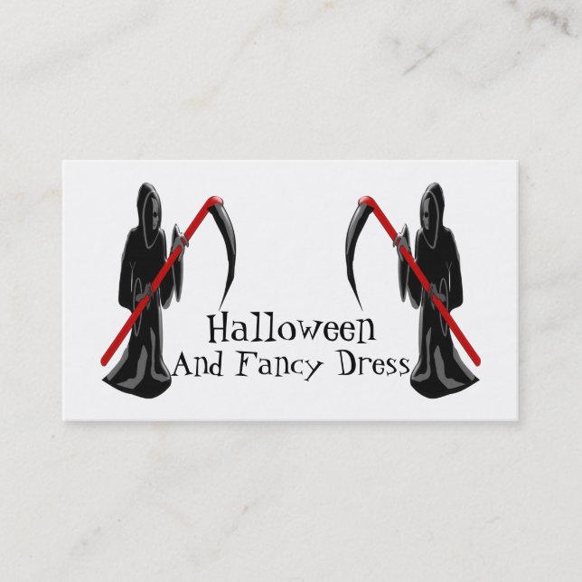 Carte De Visite Faucheuse déguisement Halloween (Devant)