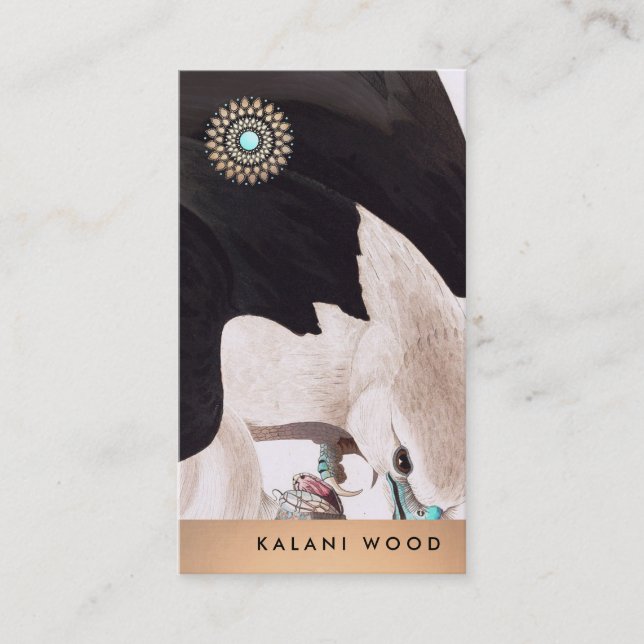 Carte De Visite Faucon artistique unique et détail Lotus (Devant)