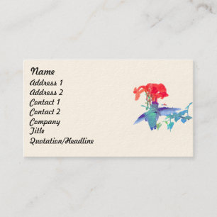Carte De Visite faune animale d'oiseau de colibri florale