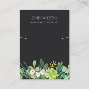 CARTE DE VISITE FAUNE VERTE NOIRE SUCCULENTE PEONY ÉCRAN À COUCHER