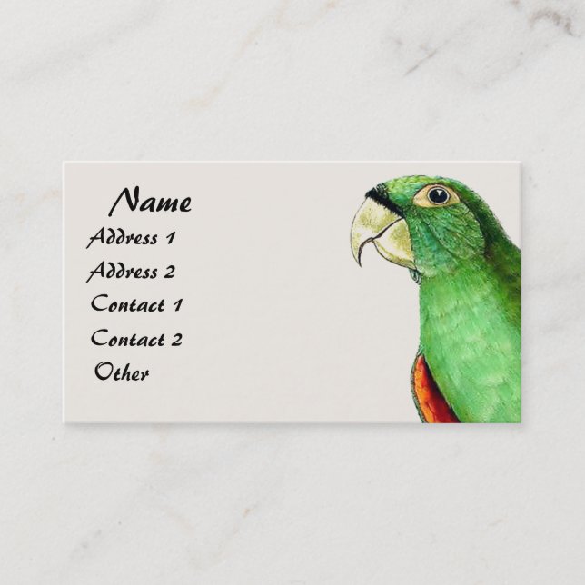 Carte de visite faunique des oiseaux de Perroquet  (Devant)