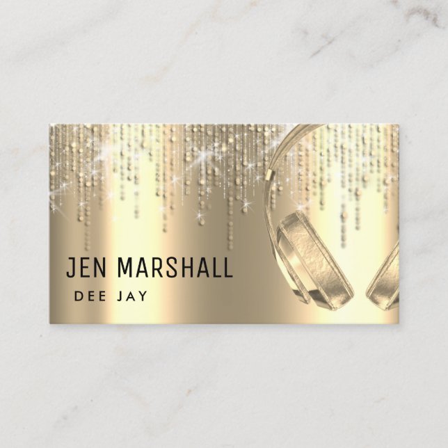 Carte De Visite fausse feuille d'or points de pluie écouteurs de m (Devant)