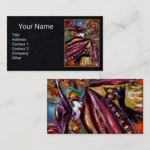 Carte De Visite FAUST Mystérieux Masque Avec Chouette, Papier Noir