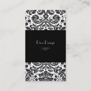Carte De Visite Faux argent baroque damassé /noir