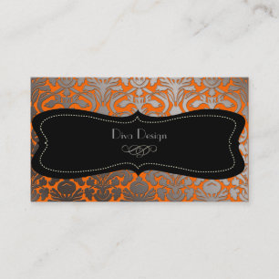 Carte De Visite Faux argent baroque damassé /noir