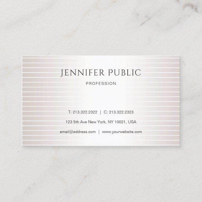Carte De Visite Faux Argent Brillant Design Élégant Moderne Plain  (Devant)