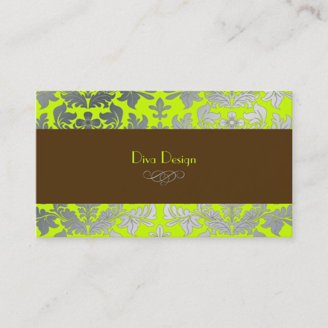 Carte De Visite Faux argent chaux damas baroque + chocolat (Devant)