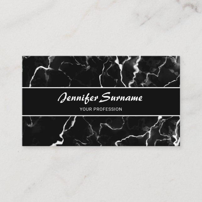 Carte De Visite Faux Black Marble Texture Look Avec Texte Personna (Devant)
