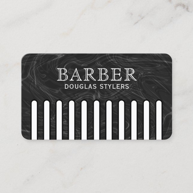 Carte De Visite Faux black pattern comb barber (Devant)