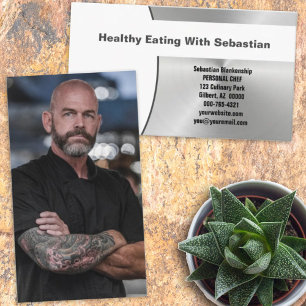 Carte De Visite Faux Brossé acier AVANT Photo personnalisée Retour