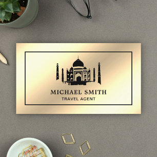 Carte De Visite Faux Cream Gold Foil Taj Mahal Agent de voyage