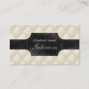 Carte De Visite Faux cuir blanc et noir à motif capitonné