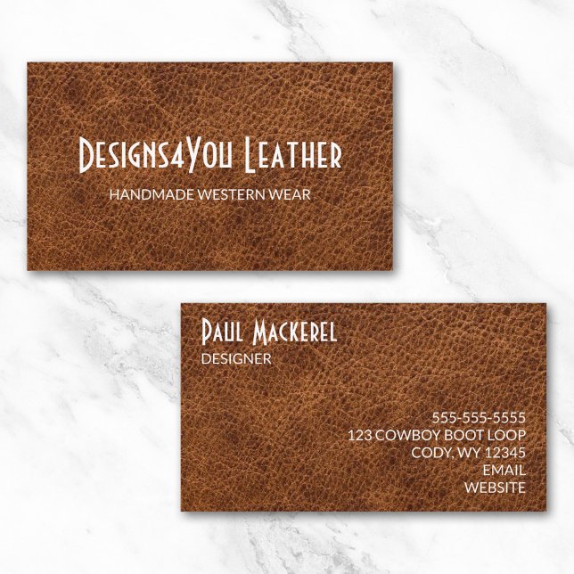 Carte De Visite Faux cuir marron (Faux Brown Leather Business Card)