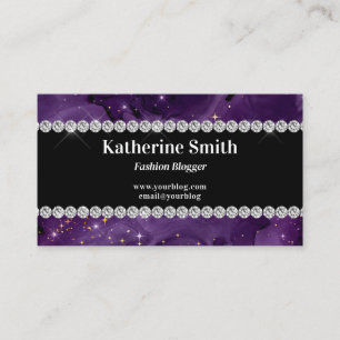 Carte De Visite Faux Diamond Rhinestone violet céleste