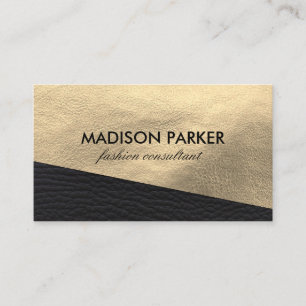 Carte De Visite Faux en cuir d'or et en cuir noir