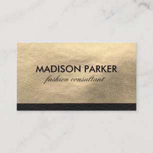Carte De Visite Faux en cuir d'or et en cuir noir