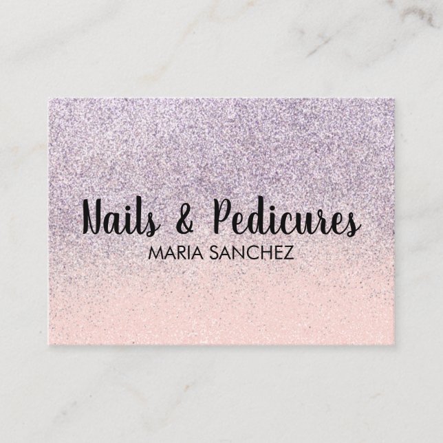 Carte de visite Faux Glitter Rose Ombre Ongle (Devant)