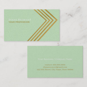 Carte De Visite Faux Gold Angle Grille Moderne Pale Vert