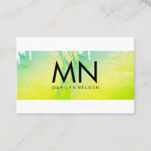 Carte De Visite Faux Gold brossé avec un Monogramme chic