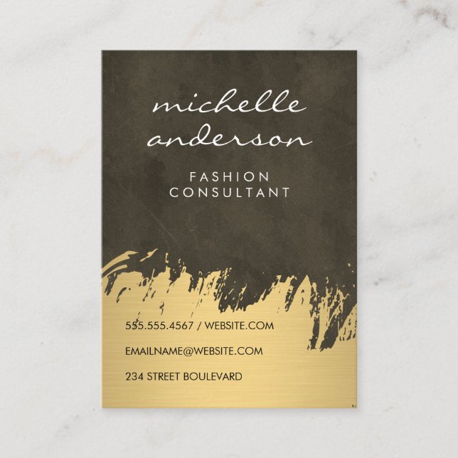 Carte De Visite Faux Gold brossé Brown Lush Texture (Devant)
