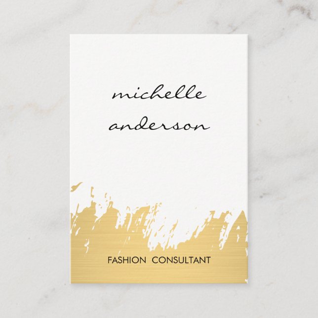 Carte De Visite Faux Gold Brossé gris blanc (Devant)