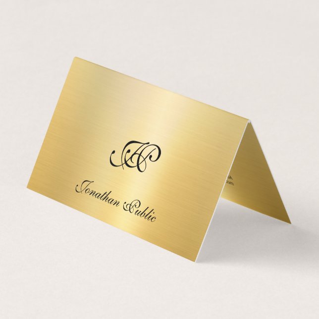 Carte De Visite Faux Gold Elegant Script manuscrit Monogramme (Devant)