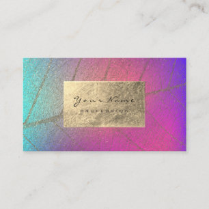 Carte De Visite Faux Gold Foil Botanique Beauty Studio Ombre Pink