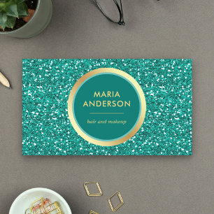 Carte De Visite Faux Gold Foil Circle Turquoise Parties scintillan