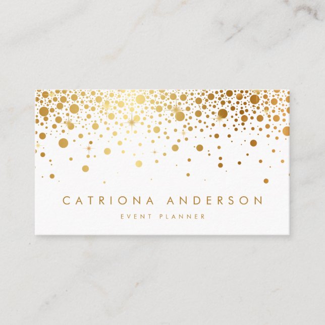 Carte de visite Faux Gold Foil Confetti | Blanc (Devant)