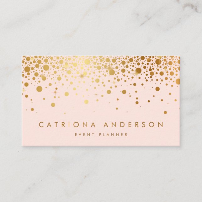 Carte de visite Faux Gold Foil Confetti | Blush (Devant)