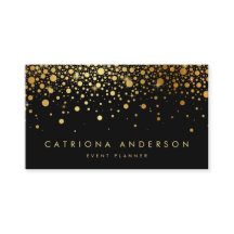 Carte de visite Faux Gold Foil Confetti | Noir