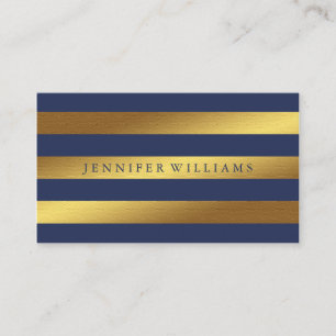 Carte De Visite Faux Gold Foil et Blue Stripes Motif