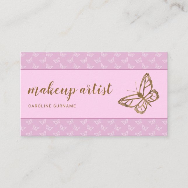 Carte De Visite Faux Gold Foil Look Papillon sur Lavender Purple (Devant)