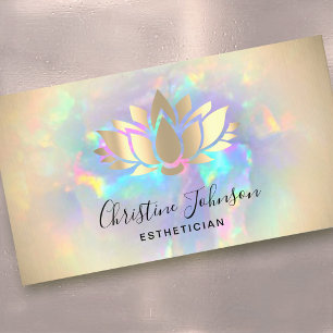 Carte De Visite faux gold foil lotus on opal