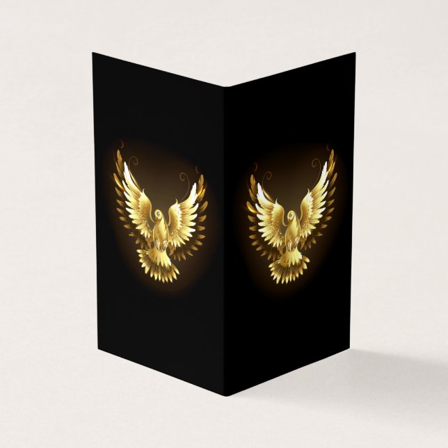 Carte De Visite Faux Gold Foil Peace Dove en noir (Extérieur)