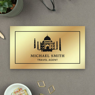 Carte De Visite Faux Gold Foil Taj Mahal Agent de voyage