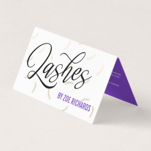 Carte De Visite Faux Gold Lashes Purple Lash Artiste Aftercare