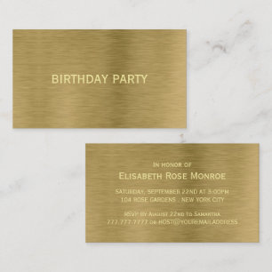 Carte De Visite Faux Gold Metal Texture Billet d'anniversaire