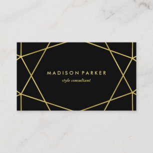Carte De Visite Faux Gold Modern Geometry sur noir