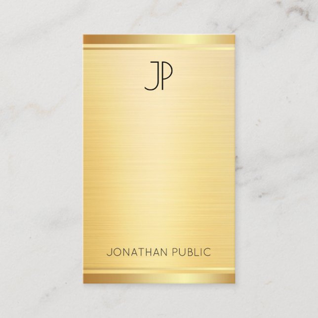 Carte De Visite Faux Gold Moderne Élégant Modèle Vertical (Devant)