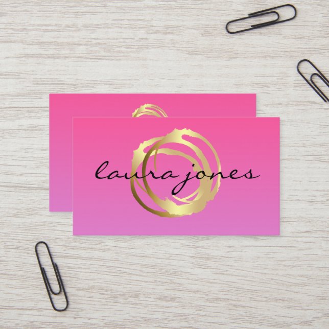 Carte De Visite Faux Gold Painted Circle Designer Business Card (Devant/Arrière en situation)
