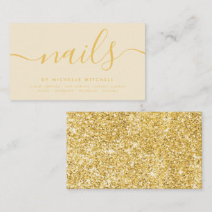 Carte De Visite Faux Gold Parties scintillant Nail Technician Crèm