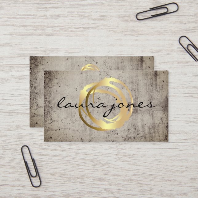 Carte De Visite Faux Gold Peint Cercle Designer (Devant/Arrière en situation)