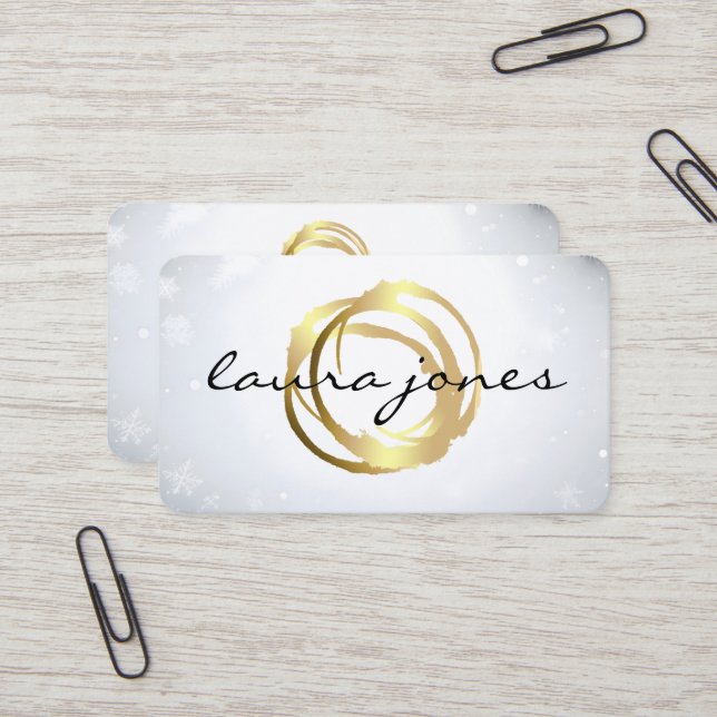 Carte de visite Faux Gold Peint Cercle Designer (Devant/Arrière en situation)